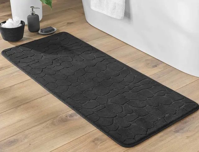 Πατάκι Μπάνιου Ricochet Douceur d'intérieur με memory foam και διαστάσεις 50x120cm - Black 1802100