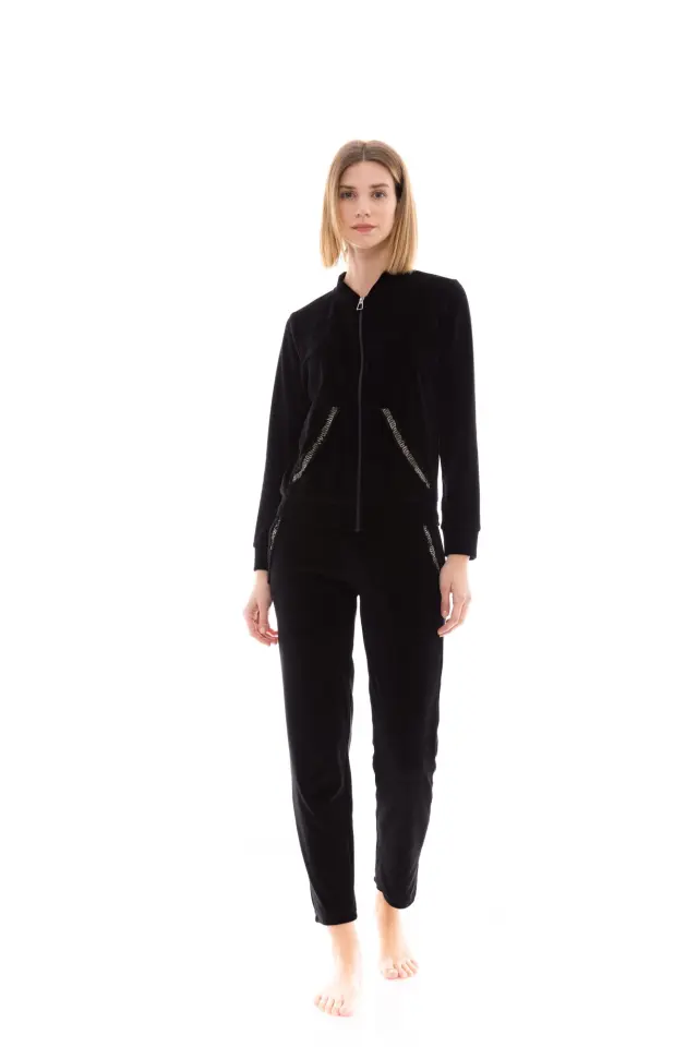 W1467 - Black - TRUCKSUIT VELVET DETAIL - S