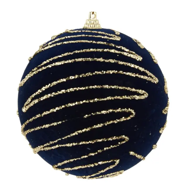 Μπάλα Decor Με Ασημί Glitter Μπλε 10cm