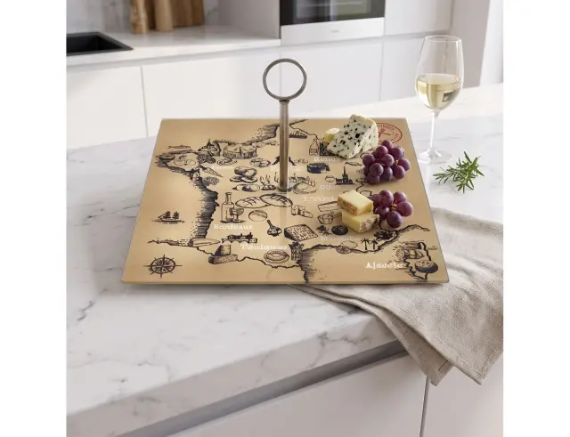 Γυάλινος Δίσκος Σερβιρίσματος Cook Concept με χάρτη της Γαλλίας, 30x30x18cm, σε 2 επιλογές χρώματος KA1629