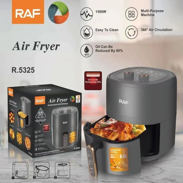 RAF Φριτέζα Αέρος με Αποσπώμενο Κάδο 1500W 6.0L R.5325 - Air Fryer 92008