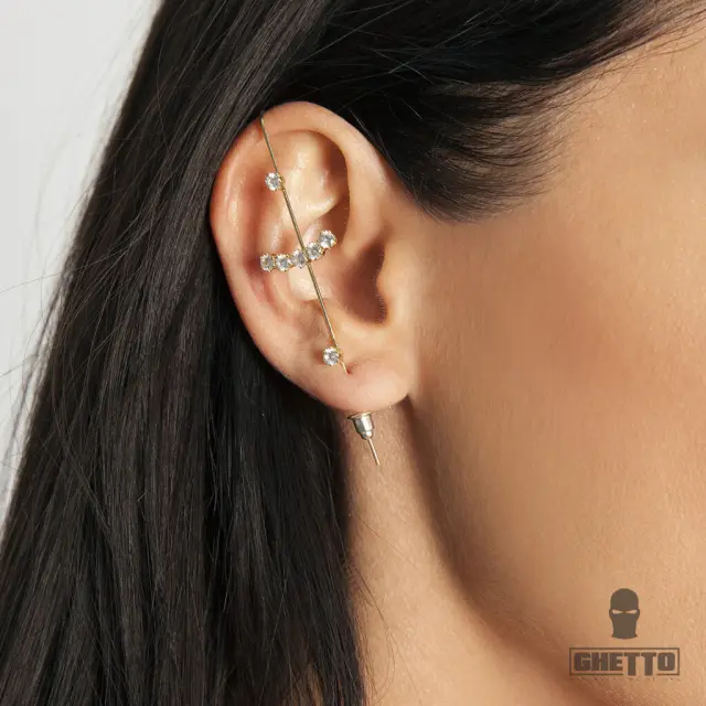 Ghetto Hook Stud Earrings Crystal Wrap 1pcs