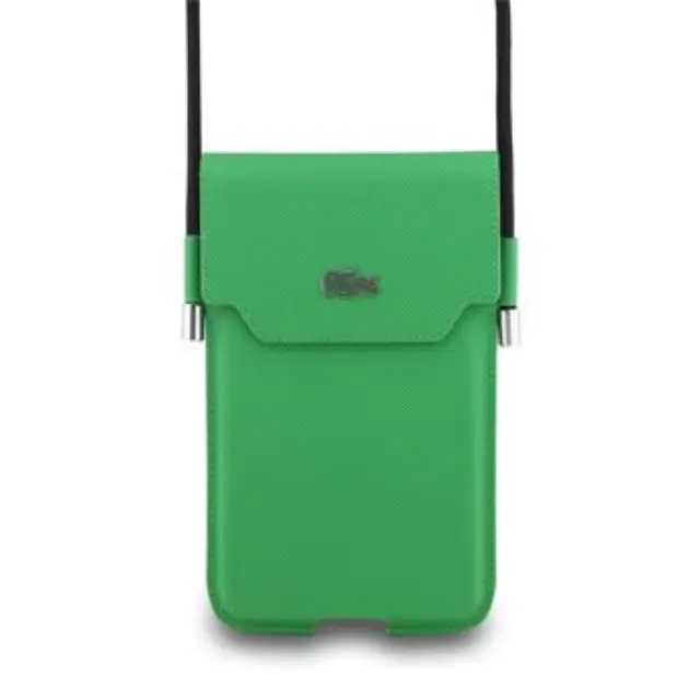 Lacoste PVC Iconic Petit Pique Metal Logo Phone Pouch XL Green