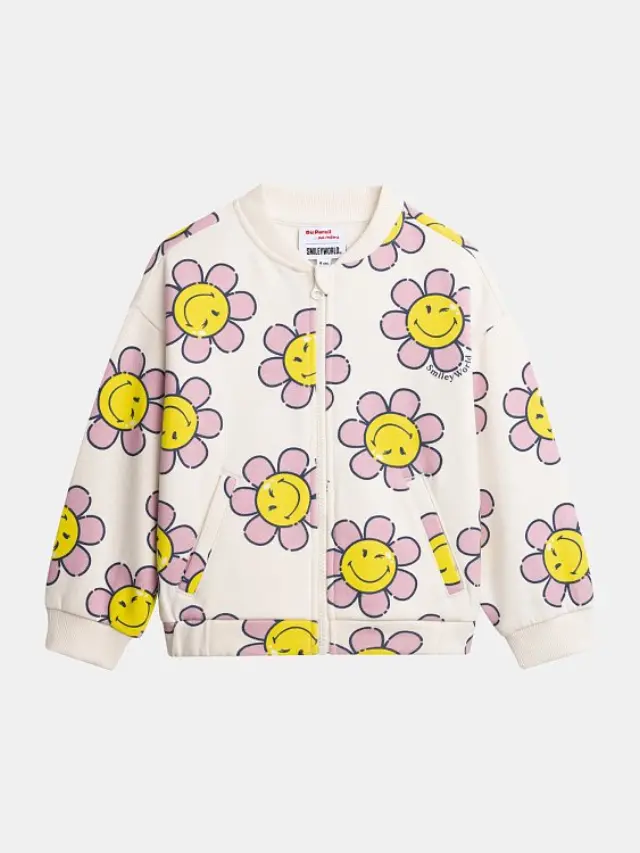 Παιδική Ζακέτα για Κορίτσια Smiley Flowers ΡΟΖ