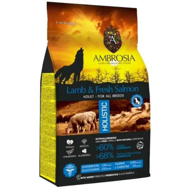Ambrosia Grain Free Adult Lamb & Fresh Salmon 12kg