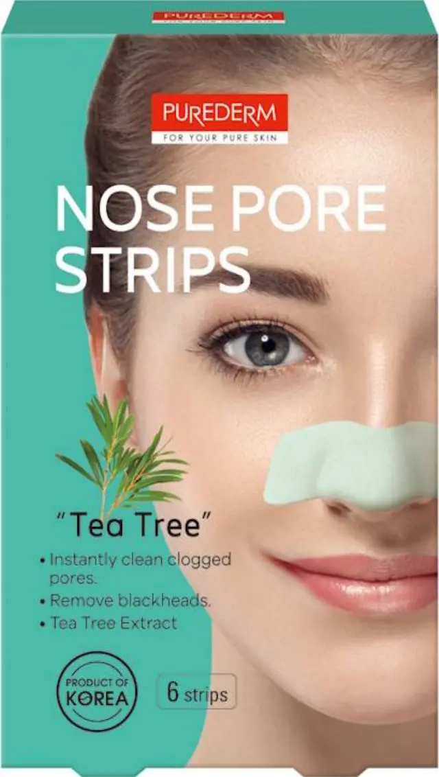 Purederm Nose Pore Strips Tea Tree Ταινίες Καθαρισμού Μύτης Με Τεϊόδεντρο 6τμχ