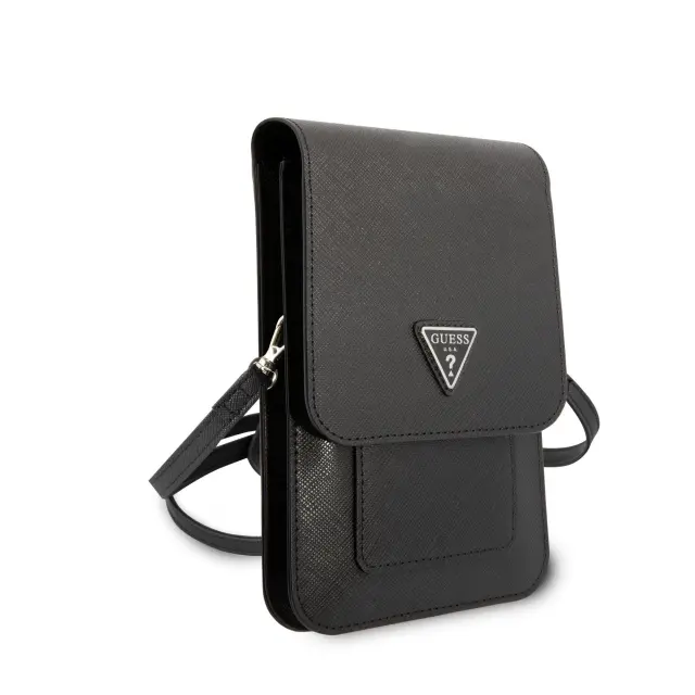 Guess PU Saffiano Triangle Logo Phone Bag Black 3