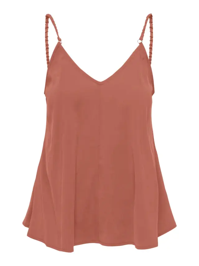 ONLY ONLMADELI OAKLYN Top με Τιράντες Κανονική Γραμμή Καφέ