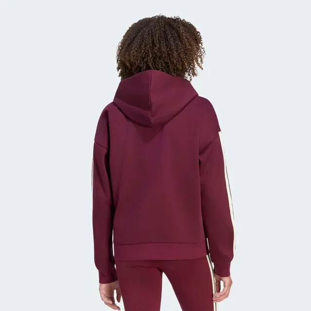 adidas Sportswear Women's 3Stripes Fleece Full-Zip Hoodie Μπορντό KX0785 (adidas Sportswear) - Small 2