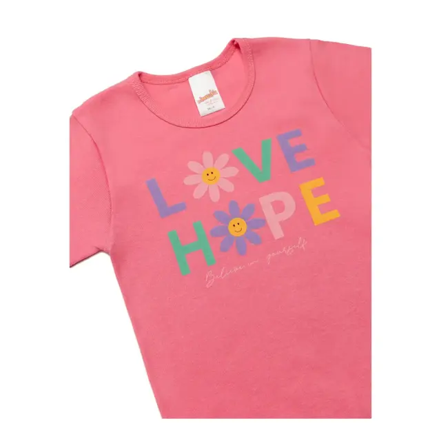 Minerva Παιδικό Φανελάκι Κορίτσι Love Hope, Χρώμα Pink Rose 2
