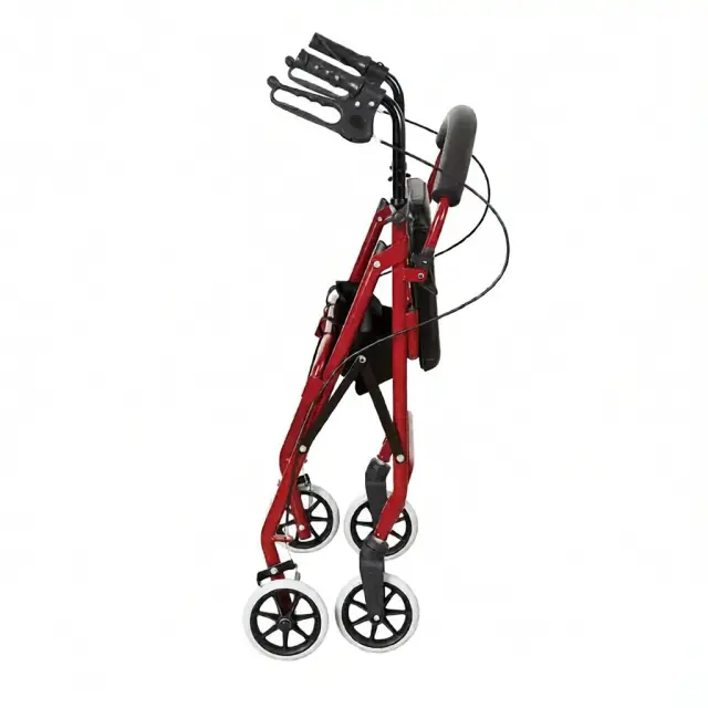 Rollator - Περιπατητήρα Αλουμινίου με Χειρόφρενα & Καλάθι – Ρυθμιζόμενο Ύψος - Κόκκινο 3
