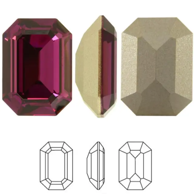 Swarovski 4610 Curved Back Octagon Fancy Stone Amethyst 14x10mm - 2τεμ