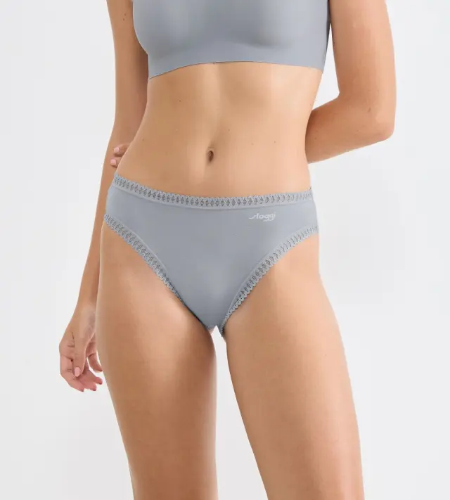Sloggi Βαμβακερά Σλιπ Go Crush H High Leg C3P Συνδυασμός Πετρόλ 3-Pack
