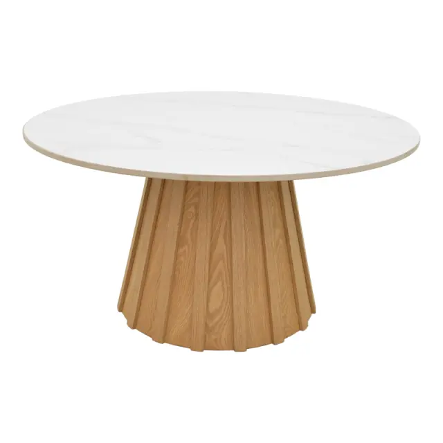 Τραπέζι σαλονιού Franzel pakoworld sintered stone σε όψη μαρμάρου-mdf σε φυσική απόχρωση Φ80x40εκ 2