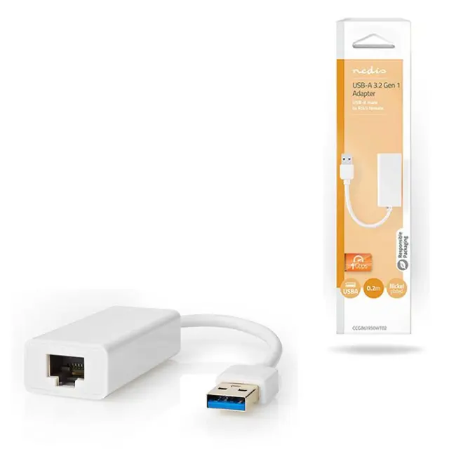 Αντάπτορας δικτύου USB 3.0, USB A αρσ. - RJ45 θηλ., με ενσωματωμένο καλώδιο 0,20m σε συσκευασία blister.