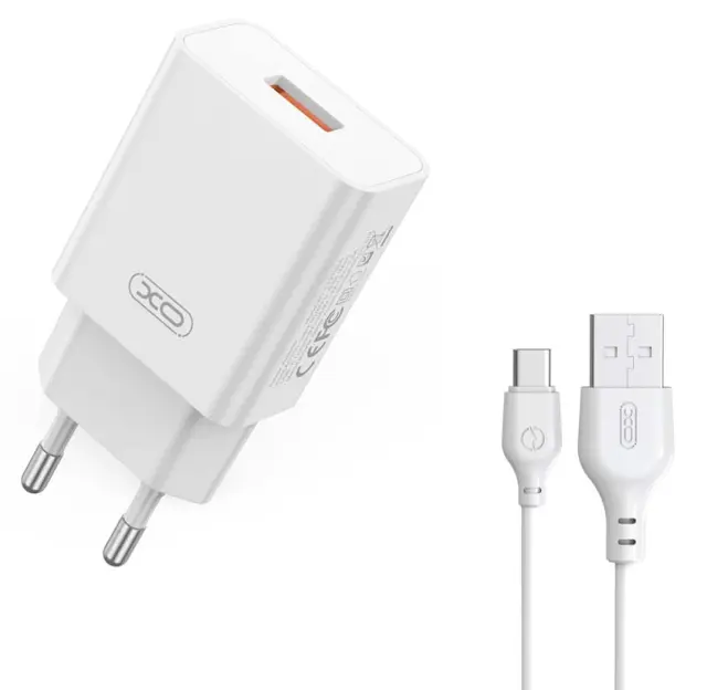 XO L127 USB-A QC18W Φορτιστής Γρήγορης Φόρτισης με Type-C Καλώδιο 16.006.0290
