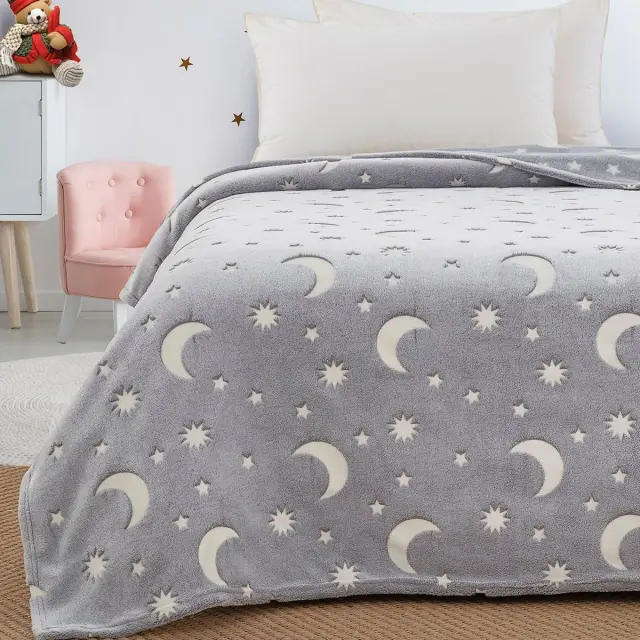 Κουβέρτα 160x220 Μονή Flash-Fleece Beauty Home 6258 Γκρι 100% Πολυέστερ 2