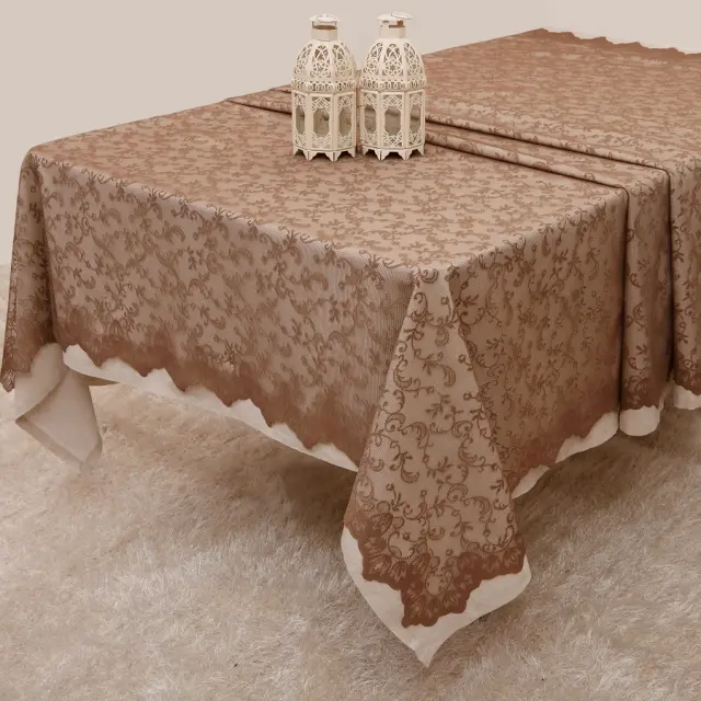 Τραπεζομάντηλα 160Χ160-150Χ150 Σετ 2 Τεμ Anna Riska 2331 Beige
