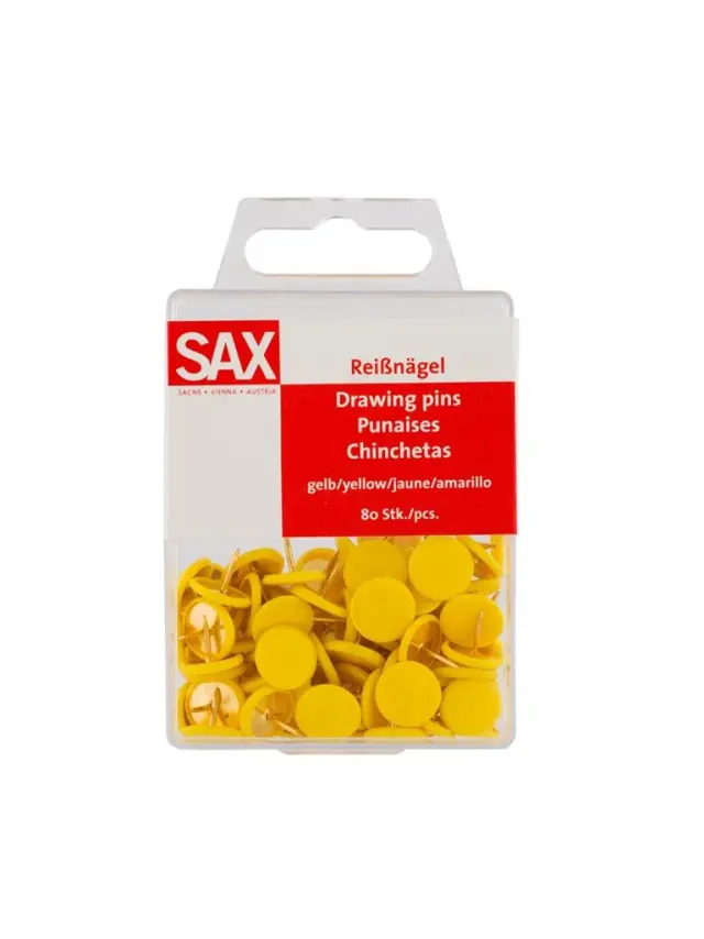 Sax Πινέζες Σε Κίτρινο Χρώμα 80 Τεμαχίων/ 9014400179755 (Sax)