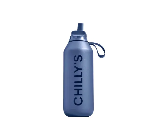 Μπουκάλι Θερμός Series 2 Flip Chilly's με πτυσσόμενο καλαμάκι, χωρητικότητα 500ml και διατήρηση θερμοκρασίας 24h κρύο - Whale Blue