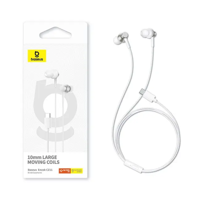 Baseus® In-Ear Encock Handsfree Ενσύρματα Ακουστικά με Type-C- Moon White