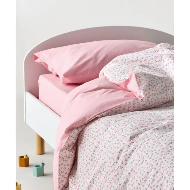 Σετ Παιδικά Σεντόνια Μονά 3 Τεμαχίων Kentia Cereza Baby Pink-Green 160x245 2