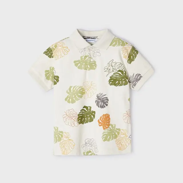 Mini 2 έως 10 ετών Πόλο σταμπωτό Better Cotton άσπρο - 8Ε