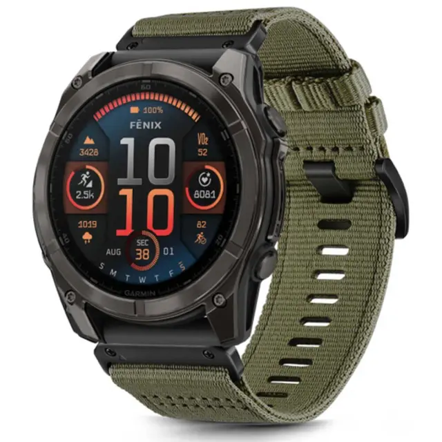 Techsuit - Watchband QuickFit 26mm (W070) - Garmin Fenix 5X/5X Plus/6X/6X Pro/7X/8/8 Pro/9/9 Pro (51mm) - Camo Green