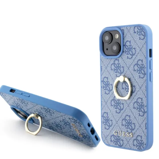 Guess Guess iPhone 15 Hardcase - 4G - With Ring Holder - Blue