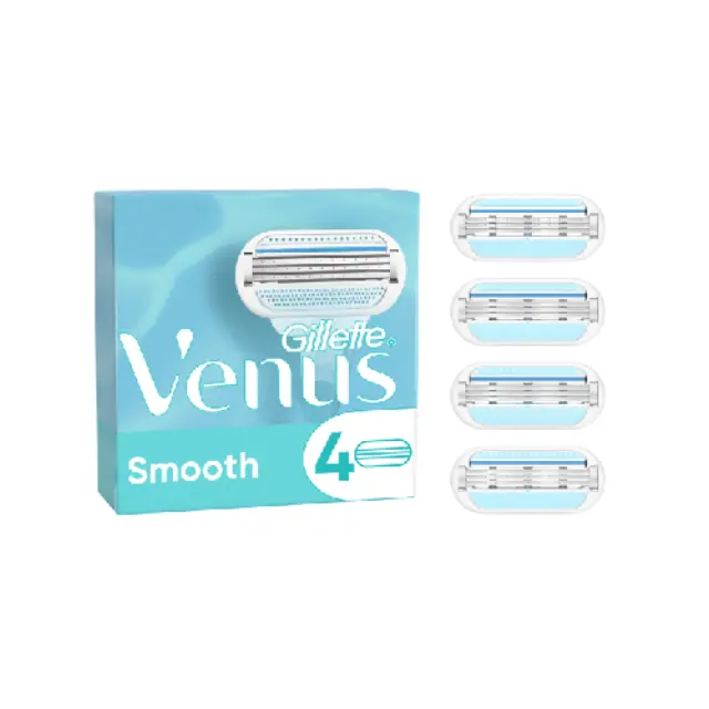 Gillette Venus Smooth Ανταλλακτικές Κεφαλές με 3 Λεπίδες και Λιπαντική Ταινία, 4τμχ