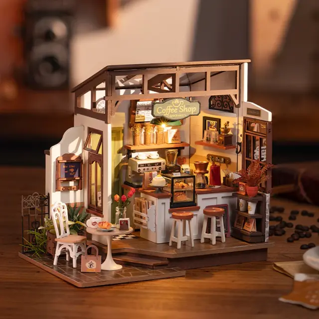 Robotime DIY Miniature House Slow Life Café DG162 2
