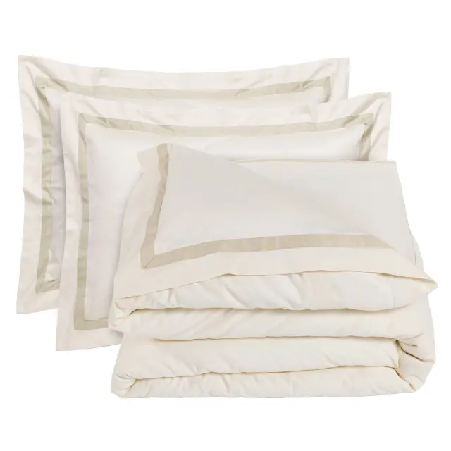 Σετ Παπλωματοθήκη 220x240 Υπέρδιπλη Executive Das Home 1699 Ivory 100% Βαμβακοσατέν 3