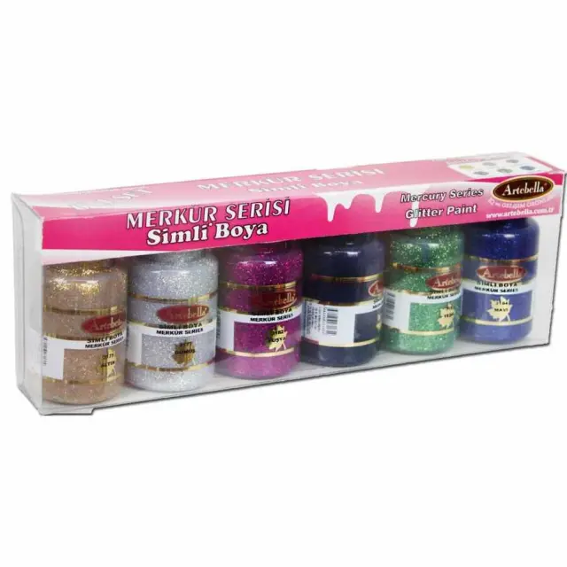 Artebella Σετ Χρώματα Γκλίτερ Mercury Series - 6 Χρώματα Χ 50ml