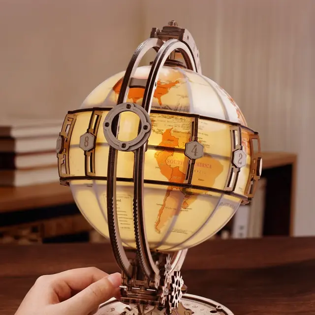 Robotime ROKR Luminous Globe 3D Ξύλινο Puzzle Υδρόγειος με Φωτισμό 185 τεμ. ST003D 3