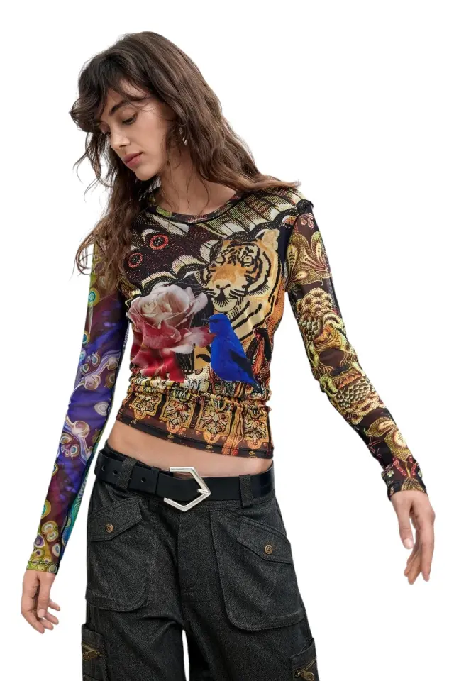 Desigual - Γυναικεία Μακρυμάνικη Μπλούζα Lion M.C. Lacroix 26WWTK06-9019 Πολύχρωμο