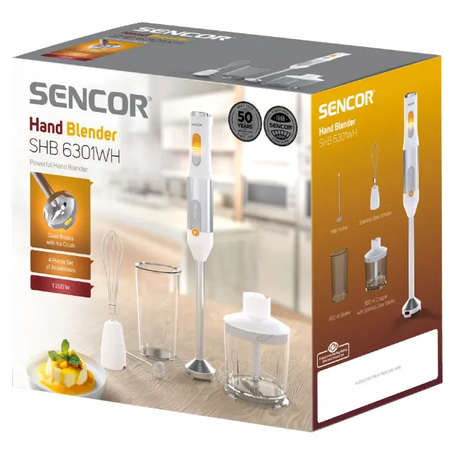 Ραβδομπλέντερ 4 σε1 με Ανοξείδωτη Ράβδο 1200W Sencor SHB 6301WH Λευκό/Ασημί 2