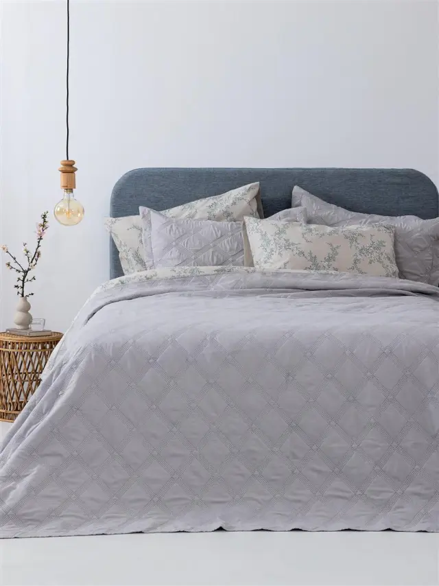 Σετ Κουβερλί 180x240 Ημίδιπλο Palamaiki Ifigeneia 100% Microfiber- Silver