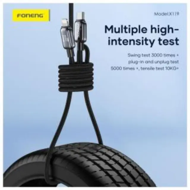 Καλώδιο Σύνδεσης USB 2.0 Foneng X119 Zinc Alloy Head Braided USB C σε Lightning PD 27W 1m Μαύρο N68722 3
