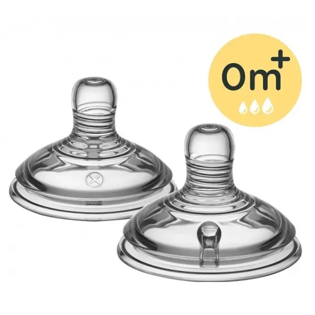 Tommee Tippee Closer To Nature 2 x Vari Flow Teats Θηλές Σιλικόνης - Μεταβλητής Ροής με Κοπή σε Σχήμα Χ 0m+, 2τεμ 2