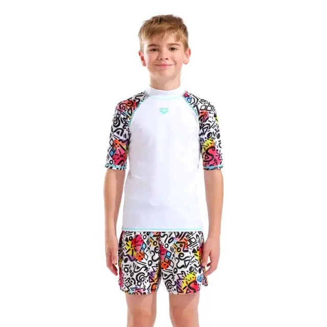 Arena Unisex Kids Shortsleeve UV Protection Rash Swim Vest Άσπρο 011128-150 (Arena) 2