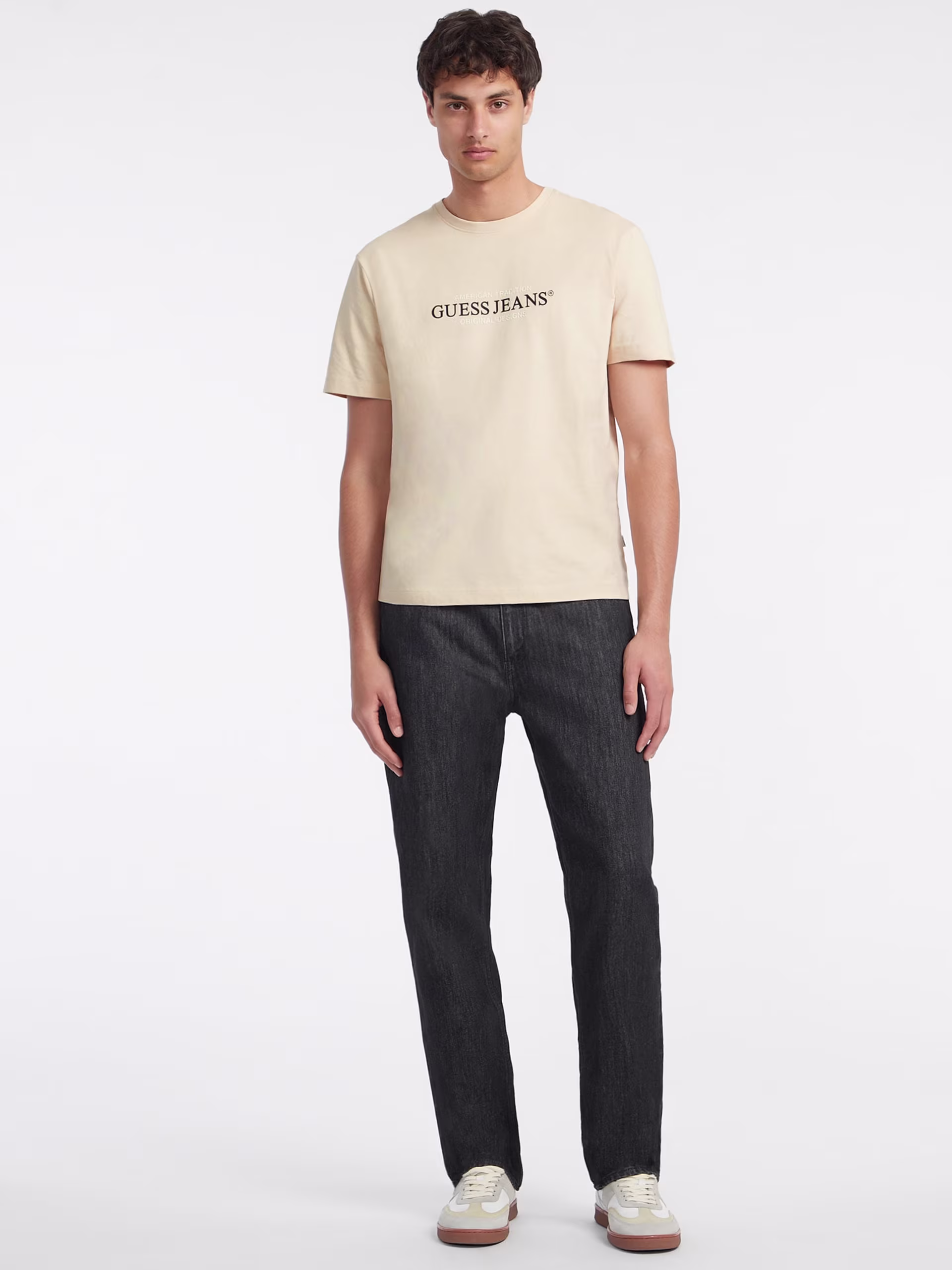 Guess Ανδρικό Μπέζ T-Shirt American Tradition Μπεζ 3