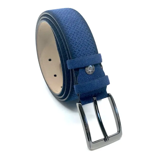 Μπλε Ζώνη P.U. Leather Τύπου Suede 3,5 cm - 110cm 3