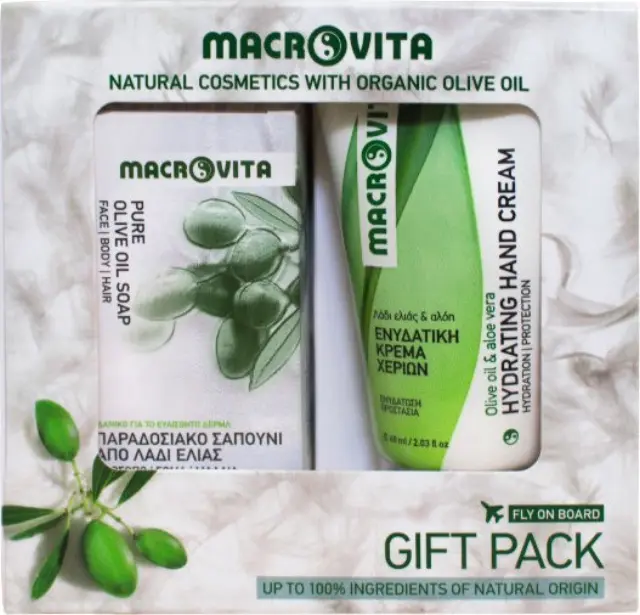 Macrovita Ενυδατική Κρέμα Χεριών 60ml + Παραδοσιακό Σαπούνι από λάδι Ελιάς 125ml