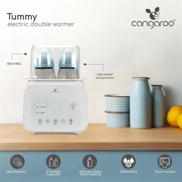 Cangaroo Tummy Ψηφιακός Θερμαντήρας Μπιμπερό και Φαγητού με Αποστείρωση για 2 Μπιμπερό White 2