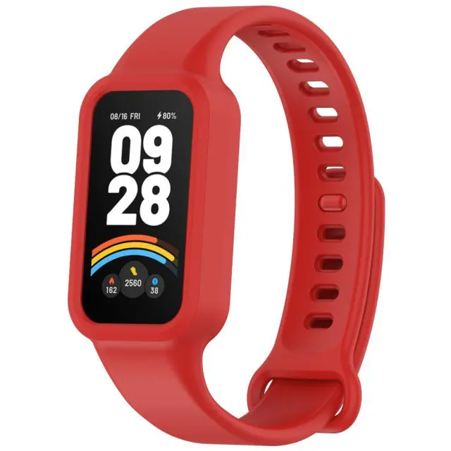 Λουράκι Σιλικόνης με Θήκη για Xiaomi Redmi Band 3/ 9 Active- Red OEM