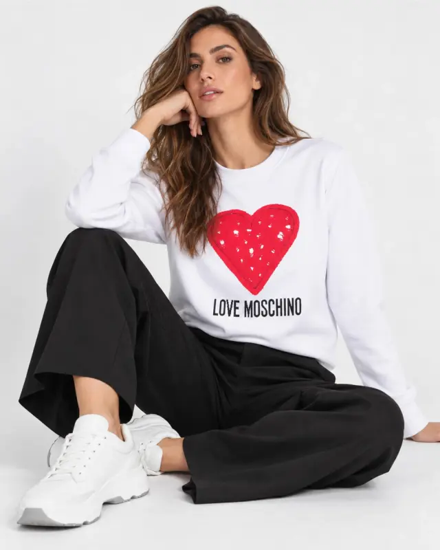 Love Moschino JH6924PP0NL52100 Γυναικείο Sweatshirt Λευκό με Box Logo - XL 3