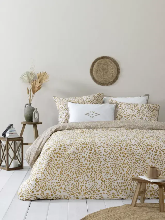 Σετ Σεντόνια 170x260 Μονά Nima Kalif White-Beige 100% βαμβακερόΧωρίς Λάστιχο