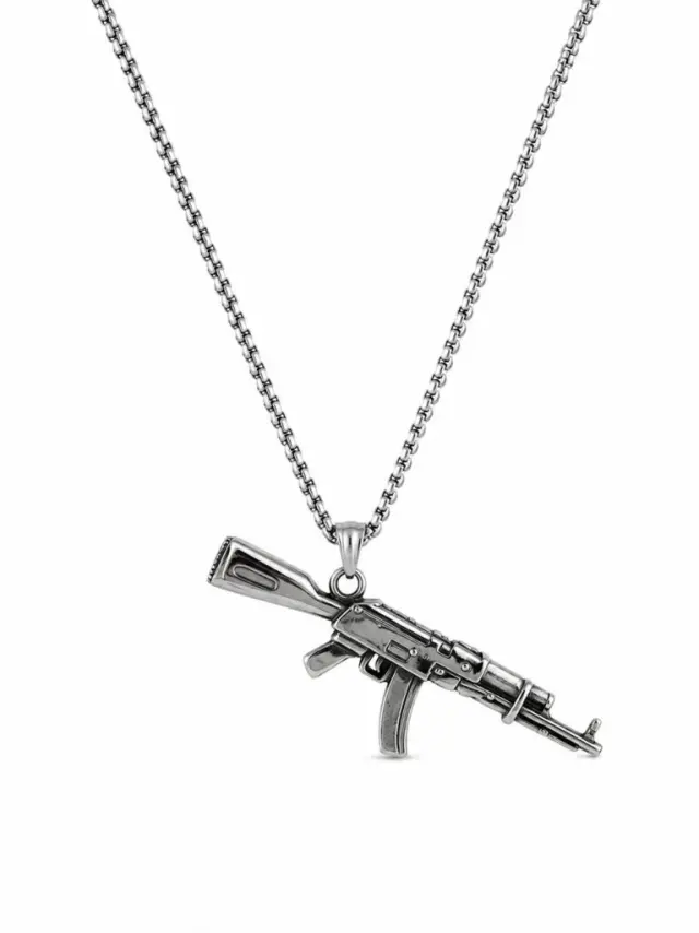 Ghetto AK-47 Stainless Steel Necklace – Silver | 55cm Chain