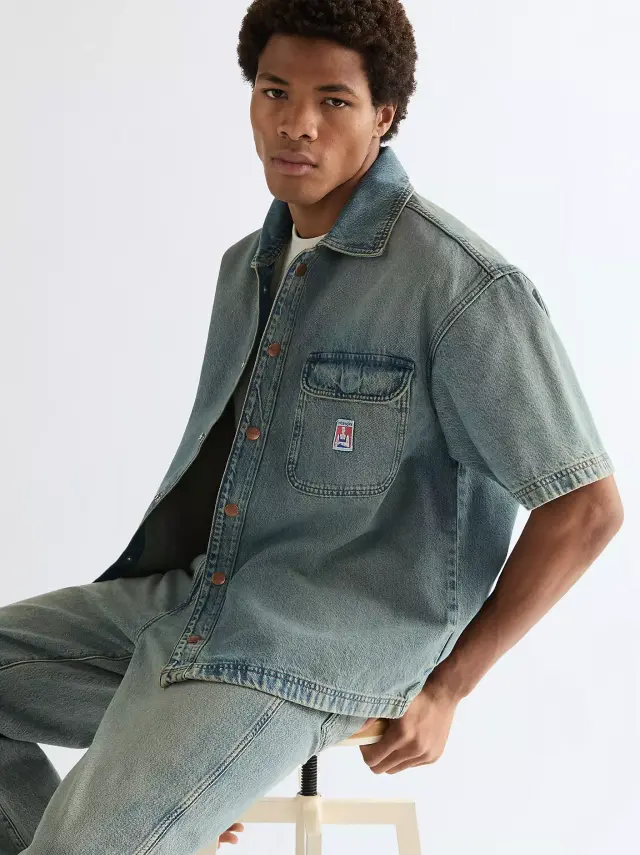 Wrangler Ανδρικό Τζιν Overshirt 112378122 – Yellow-Tint Blue - M 3