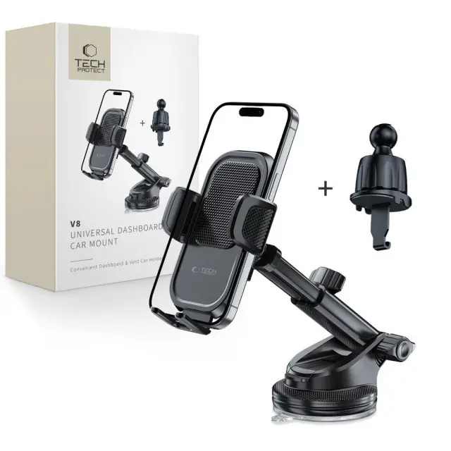 Tech-Protect® Car Phone Holder V8 Dashboard & Vent - Black
